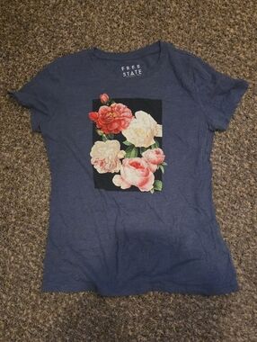 Free State Navy Tee with Pink & Cream Floral Print
